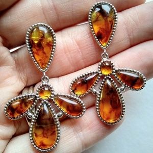 Jay King NEW Amber Orange Large Post Earrings